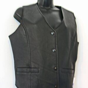 Leather USA Biker Chick black vest patches Motorcycle embroidered Women's 2XL